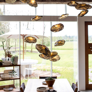 Nuovi <span class=keywords><strong>Lampadari</strong></span> a Sospensione <span class=keywords><strong>LED</strong></span> Nordici in Vetro Soffiato, Lampade Art Deco Circolari per Scale, Ristoranti, <span class=keywords><strong>Lampadari</strong></span> Contemporanei Rotondi - Product Image 3