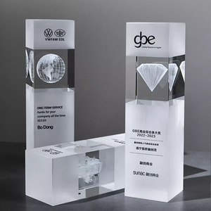 Custom Crystal <b>Trophies</b> Laser <b>Engraved</b> With Logo 3D Interior Frosted Design For Awards Business Gifts Durable Material - Product Image 2