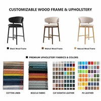 Tabourets de bar modernes en bois massif, chaises avec siège rembourré, repose-pieds, sans accoudoirs, pour îlot de cuisine, comptoir, bar, café, hôtel, restaurant, mobilier