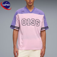 QZFSO Maillot de sport respirant personnalisé en maille avec col en V, motif camouflage de football américain, impression par transfert sublimé pour le football