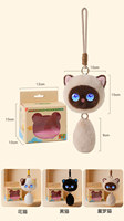AI Meow Elf Pendentif Peluche en Matière PP, Jouet Intelligent Parlant avec Yeux Capteurs d'Émotions, Porte-clés Chat Mignon