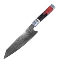 Ensemble de couteaux de cuisine en acier inoxydable à motif Damas, certifié CE, écologique et populaire de la marque Keensun, avec des lames durables