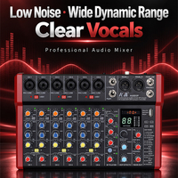 Console de mixage audio, console de mixage sonore USB avec enregistrement, alimentation fantôme 48V intégrée pour scène, diffusion en direct, enregistrement en studio