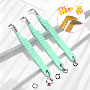 プライベートブランド用ファイバーチップボリュームラッシュピンセット ステンレス製 75° 90° ポインテッドカーブ まつげエクステピンセット - Product Image 3