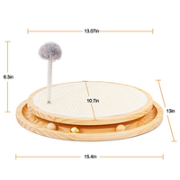 Jouet grattoir pour chat en bois de qualité supérieure avec balles interactives et tapis à gratter en sisal, centre d'activités durable pour animaux de compagnie