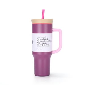 Vaso Térmico Clásico de Acero Inoxidable de 40 oz con Asa y Succión para Viajes y Uso al Aire Libre, Portátil para Bebidas Frías/Calientes - Product Image 6
