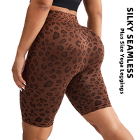 Shorts de yoga courts pour femmes, taille haute élastique, imprimé léopard, anti-plis, respirants, pour la course et le sport