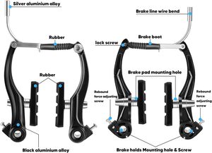 Juego completo de frenos de bicicleta universales tipo V, cables exteriores interiores delanteros y traseros MTB, incluye pinzas de palanca de frenos, frenos de bicicleta - Product Image 3