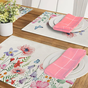 Premium Boho Chic Cotton Placemats Modern Plaid <b>Table</b> Accents Natural Wedding Style PVC Paper Material Waterproof Customizable - Product Image 1