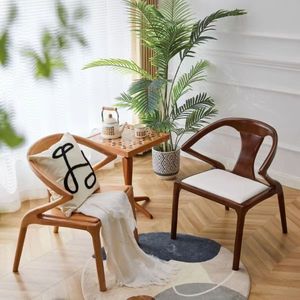 Poltrona da pranzo moderna <span class=keywords><strong>in</strong></span> <span class=keywords><strong>legno</strong></span> massello noce nero con sedile <span class=keywords><strong>in</strong></span> pelle per casa ufficio ristorante/Hotel del nord - Product Image 6