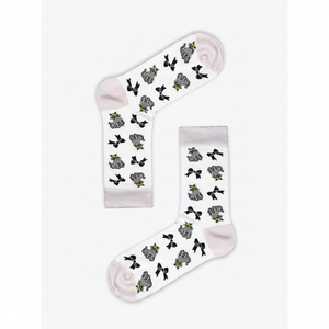 <b>White</b> Unisex Breathable Ankle <b>Socks</b> with Multiple Cat Patterns for Daily Use - Product Image 2
