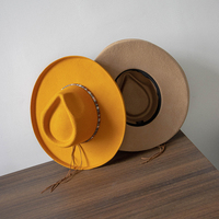 Chapeau Fedora en feutre de laine 100% SY HATS avec garniture de ceinture colorée, chapeau en feutre à large bord, fabrication OEM disponible