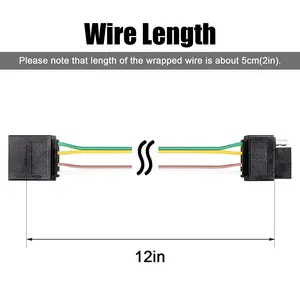 Extensión de arnés de cable de luz para remolque, 4 pines, 18 indicadores eléctricos, cableado plano de 4 vías