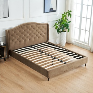 <span class=keywords><strong>Lit</strong></span> moderne <span class=keywords><strong>en</strong></span> tissu velours brun capitonné, <span class=keywords><strong>convertible</strong></span> et extensible, confortable, <span class=keywords><strong>double</strong></span>, queen, king size, avec un style doux - Product Image 2