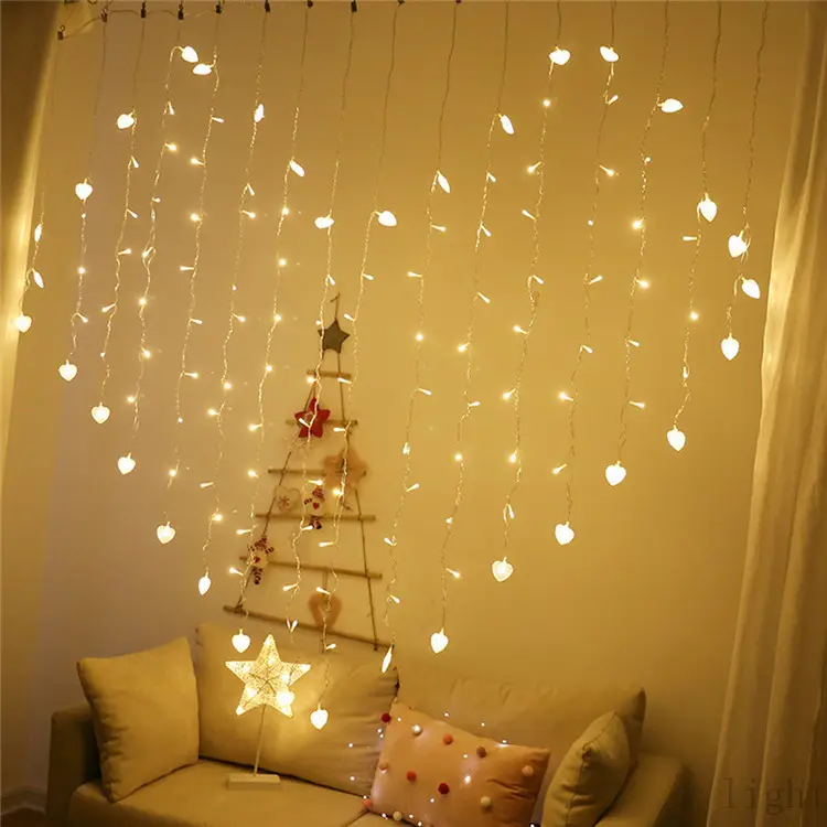 LEDS Hearts Love Shape LED String Curtain fairy garland Light For Christmas Wedding Party Decoration Chandelier Multi-color