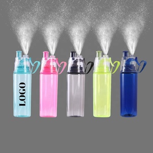 BPA Free Custom Logo 600ml Plastic <strong>Mist</strong> <strong>Spray</strong> Gym Sport <strong>Water</strong> <strong>Bottles</strong> with Portable Handle Rope &amp; Leak Proof Lids for Promotion - Product Image 1