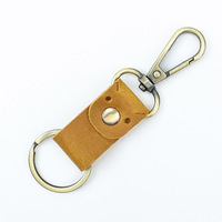 Porte-clés en cuir avec mousqueton, sangle en PU, anneau fendu pour bord plié et cousu, ton laiton antique, 4 couleurs, vente en gros