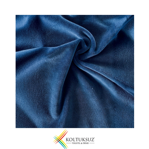 High Quality 240 gsm Cotton Knitted Velour Fabric 80% Cotton 20% Polyester 180 cm Velvet Fabric Bulk - <b>BLUE</b> COLOR - Product Image 1
