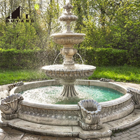 Fontaine de jardin classique européenne à 3 niveaux en marbre, grande fontaine d'eau en pierre sculptée à la main pour villa et cour