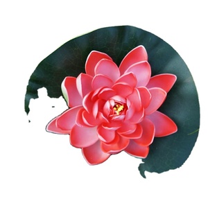 2022 nuovo stagno verde viola colorato loto artificiale galleggiante ninfea <span class=keywords><strong>fiori</strong></span> di plastica per stagno - Product Image 1