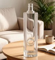 Bouteille en verre cylindrique 680 ml pour spiritueux forts, whisky, rhum – Flacon plat transparent premium avec couvercles hermétiques et outil de scellage
