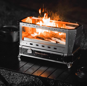 SOLOMAN Griglia da Campeggio Portatile in Acciaio Inox Lucidato, Stufa Creativa a Carbone/Legna con Coperchio Ribaltabile, Caminetto per Riscaldamento Tenda - Product Image 4