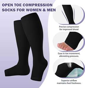 Diz yüksek açık ayak sıkıştırma meslek spor çorapları dolaşım hemşireler uzun süre ayakta hamile seyahat için - Product Image 4