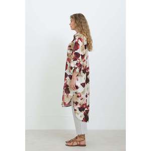 <b>Women's</b> Patterned Oversize <b>Shirt</b> -10702TUN - <b>BURGUNDY</b> - Product Image 2
