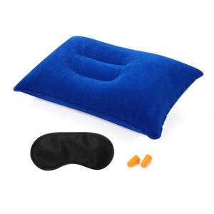 Inflatable Camping Travel Small Squared Flocked Fabric Desk Rest <b>Neck</b> Support Air Pillow for Camp Hiking Office - Product Image 2