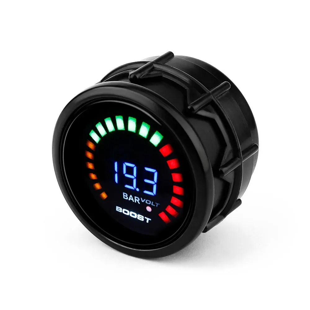 New Condition 2\" 52mm 20 LED Blue <strong>Digital</strong> -1-2 Bar <strong>12V</strong> Turbo Boost Gauge Car <strong>Meter</strong> <strong>with</strong> <strong>Sensor</strong> for Auto <strong>Meter</strong>