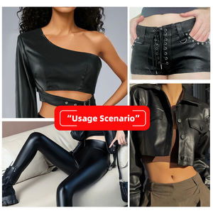 Bon marché Prix PVC agneau Grain Faux <span class=keywords><strong>cuir</strong></span> Stretch Blackout <span class=keywords><strong>cuir</strong></span> synthétique imperméable pour vêtement vêtements pantalon robe - Product Image 5