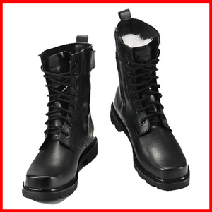 Bottes d'hiver pour hommes, doublées de laine, doublées de polaire, fermeture éclair latérale, antidérapantes, à lacets, hautes, noires, style Martin - Product Image 5