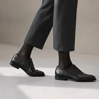 Chaussettes transparentes mi-mollet pour hommes, élégantes, fines, pour le bureau, avec bout coloré
