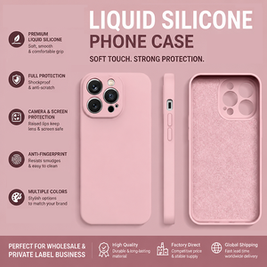 Custodia per telefono in <span class=keywords><strong>silicone</strong></span> liquido all'ingrosso, sottile, antiurto, a copertura totale, con logo personalizzato per iPhone 17 Pro Max Air - Product Image 4