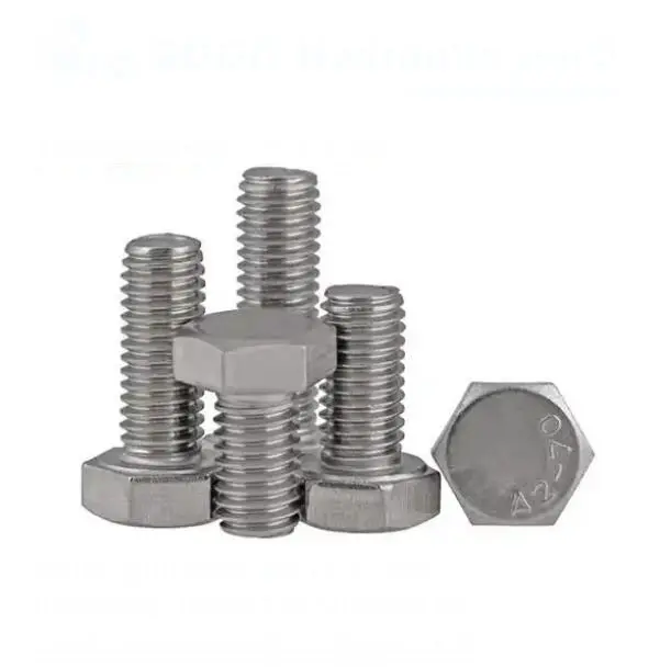 Stainless steel A2-70 hex bolt with nut and washers