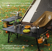 Table pliante multifonctionnelle Foerstine avec hauteur de pieds réglable, plusieurs compartiments, pour le camping, les barbecues en plein air et le rangement