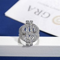 Bijoux originaux en argent sterling 925 Dollars US Bague en diamant Hip Hop Moissanite pour femmes et hommes