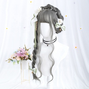 Lolita <span class=keywords><strong>perruque</strong></span> 60cm de long vague de corps gris mixte synthétique Anime Cosplay <span class=keywords><strong>Halloween</strong></span> Peluca <span class=keywords><strong>perruque</strong></span> de cheveux résistant à la chaleur - Product Image 5