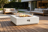 Brasero carré d'extérieur portable pour jardin, table à feu pour usage extérieur
