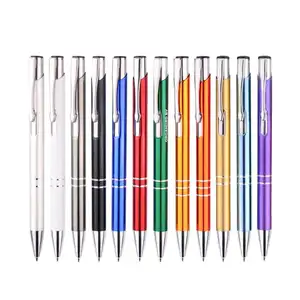 Stylo à bille métallique de luxe, 10 pièces, en Aluminium avec Logo personnalisé pour publicité, gravure, cadeau personnalisé