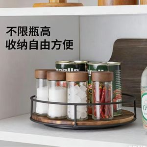 Rotating <b>Spice</b> <b>Rack</b> Wooden Kitchen Storage Unit 10 Inch Diameter <b>For</b> Condiment Bottles And <b>Jars</b> - Product Image 4