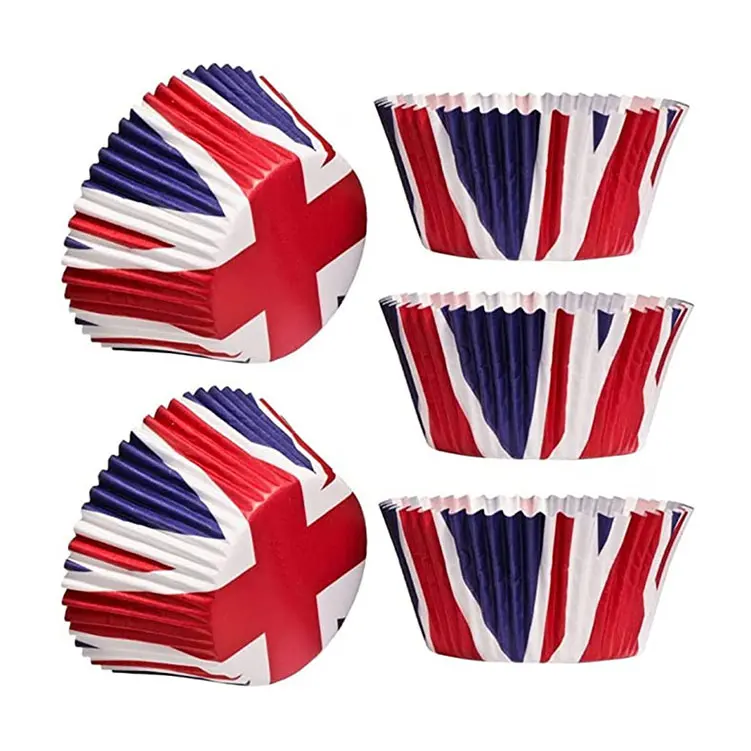 Cupcake Cases Baking Union Jack Paper Cups Muffin Cake Great Britain Queen's Platinum Jubilee Table Food Decorations