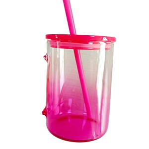 Mug coloré transparent effet dégradé en verre gelée de 17 oz pour sublimation, avec couvercle en plastique PP, pour chocolat chaud et café, idéal pour le camping – Expédié depuis notre entrepôt aux États-Unis - Product Image 3