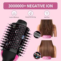 Brosse sèche-cheveux 2-en-1 avec ions négatifs anti-frisottis et lisseur à air chaud