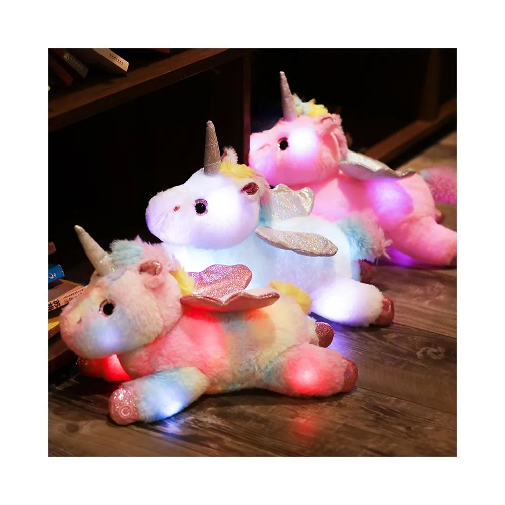 Colorful Night light Unicorn Plush Pillow Doll LED Unicorn Light Grow Stuffed Animal Plush Toy for Kids Babies Birthday Party