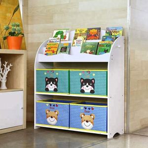Juguete de los niños unidad de almacenamiento con <span class=keywords><strong>3</strong></span> de las estanterías y de tela 4 cajas - Product Image 4