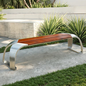 Banc de patio en bois extérieur commercial Support en acier inoxydable fort 150cm de longueur Banc de meubles publics urbains Salle de sport - Product Image 1