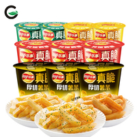 Aperitivos exóticos importados coreanos de alta calidad, patatas fritas, sabor salado, textura semisuave, embalaje de latas al por mayor
