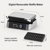 Gaufrier professionnel populaire de 1600 W haute puissance, amovible, en acier inoxydable, compatible lave-vaisselle, pour usage domestique