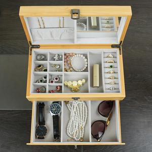 Estuche de Almacenamiento de Joyas de Bambú de Doble Capa, Estuche de Joyas de Alta Calidad con Espejo de Alta Definición, Venta al por Mayor de Estuches de Joyas - Product Image 4
